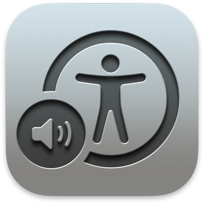 The image shows the logo of Apple VoiceOver.